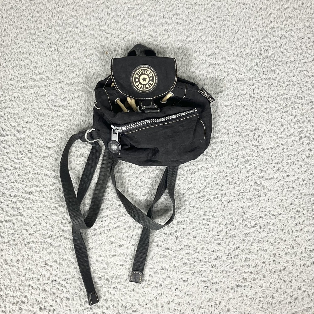 Kipling Black Mini Nylon Backpack Soft Case Adjustable Straps Women Daypack